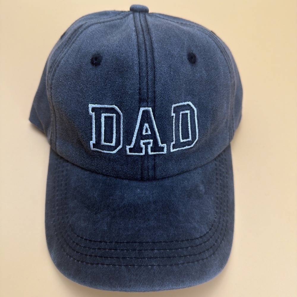 DAD All Caps White Embroidery On Gray Cotton Dad Cap